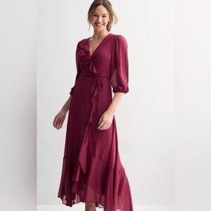 Elegant Burgundy Wrap Dress